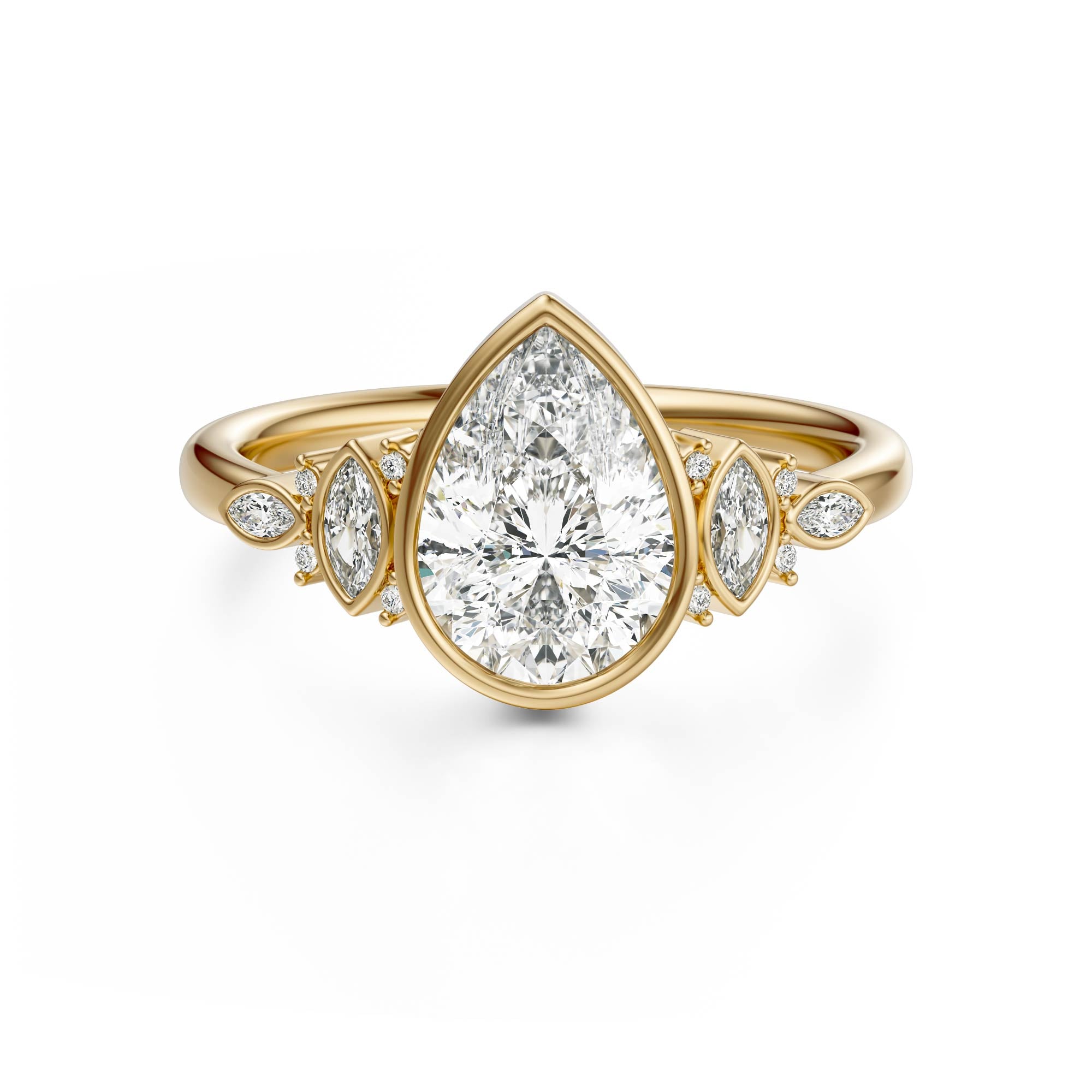 Marquise Shaped Three Stone Lab Grown Diamond Engagement Ring